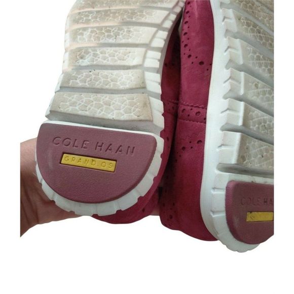 Cole Haan Women oxford  Zerogrand Wingtip Size 6B pink/grape color Suede Shoe - Picture 4 of 7